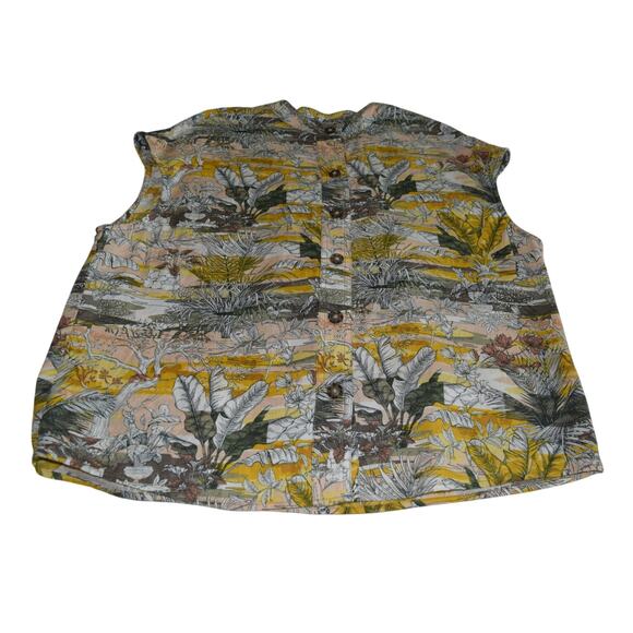 C&C California Women’s Sleeveless Blouse Jungle Print Tropical Yellow Size Small - Picture 1 of 5